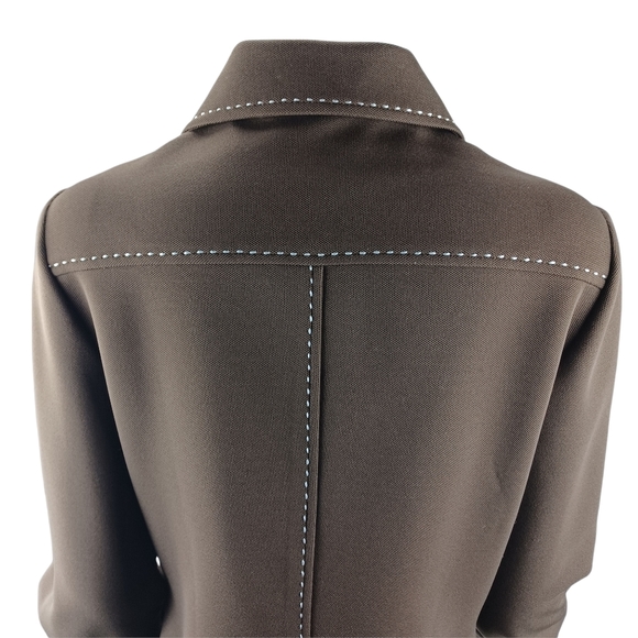 ACT lll Vintage Shirt Jacket Polyester Brown & Whote Button Cuff Small - Picture 6 of 13